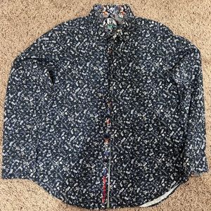 Collectible Robert Graham SKI TIME Skiing Pattern Cotton Classic Fit Sz L